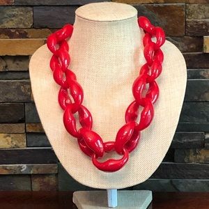 Alicia D Red Resin Chunky Chain Necklace